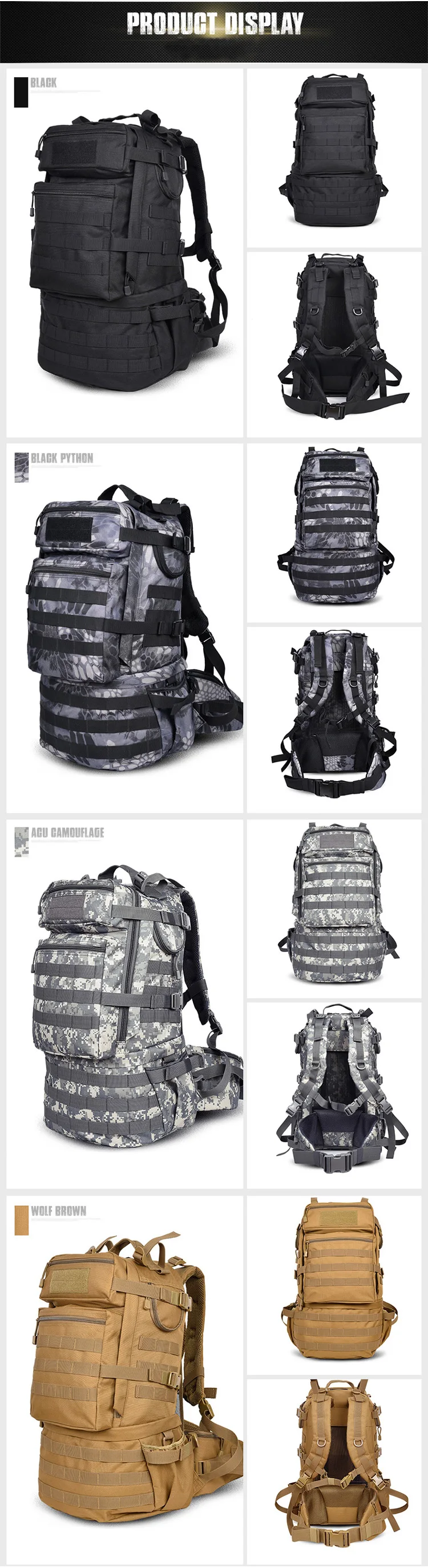 Militar do Exército Mochila de Grande Capacidade de Acampamento Mochila de Viagem ao ar Livre Tático Trekking Caminhadas Bolsa Militar Hombre 50l 9 tático mochila de grande capacidade de acampamento