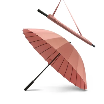 

24 Ribs Custom Storm Pink Umbrella Windproof Large Long Handle Umbrella Outdoor Sombrinha Umbrella Women High Quality 80ys055