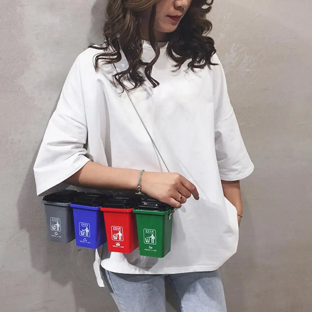

Women's Cute Environmental Protection Bag Garbage Sorting Bag Trash Can Bag Messenger Trunk Pack Novelty plastic Package 2019