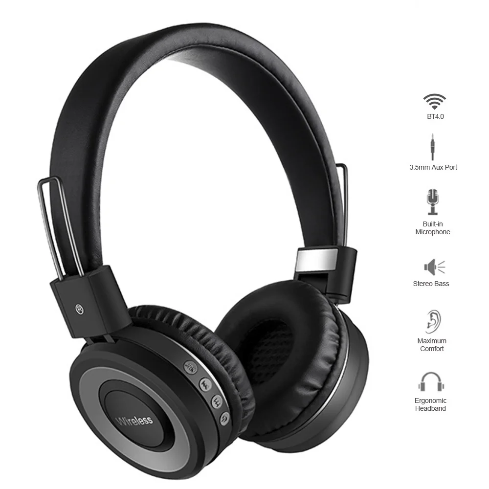 

Wireless Bluetooth 4.2 Headphones Stereo Music Earphones On-Ear Headset CVC 6.0 Noise Reduction Hands-free w/ Microphone