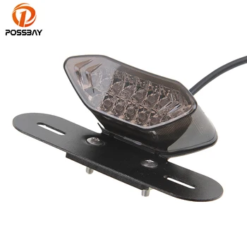 

POSSBAY Motorcycle Black Silver Base Brake Tail Turn Signal License Plate Light fit for Honda Kawasaki Harley Scooter Taillight