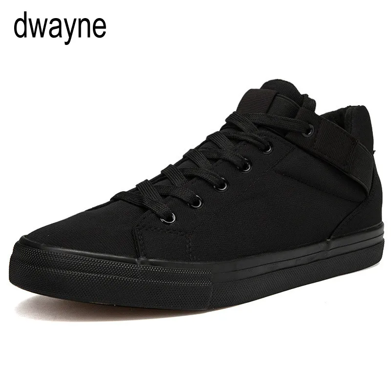 Mens High-top Canvas Shoes Men Spring Autumn Top Fashion Sneakers Lace-up High Style Solid Colors Man Black Shoes ghn78
