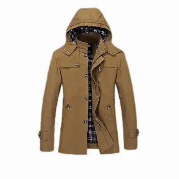 

Spring and Autumn New Men's outerwear Windswear Edition Long Men's black Hooded Casual