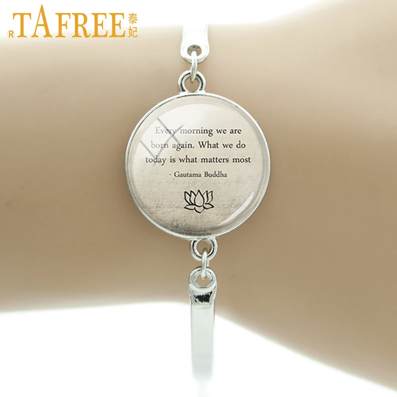 

TAFREE Buddha Quote Wrap Bracelet Motivational Badge Bangle Inspirational Yoga Faith Jewelry Indian Style women Gift D38