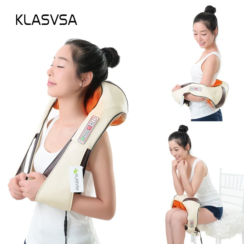 KLASVSA Electric Heating Neck Massager Cape Shiatsu Car Home Infrared KneadingTherapy Ache Shoulder Back Massageador Relax