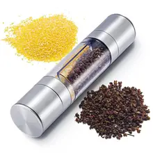 Multifuncional de Acero Inoxidable Manual de Molino de Pimienta Molinillo de Especias Condimentos Molienda Herramientas de Cocina Con Dos Contenedores De Almacenamiento