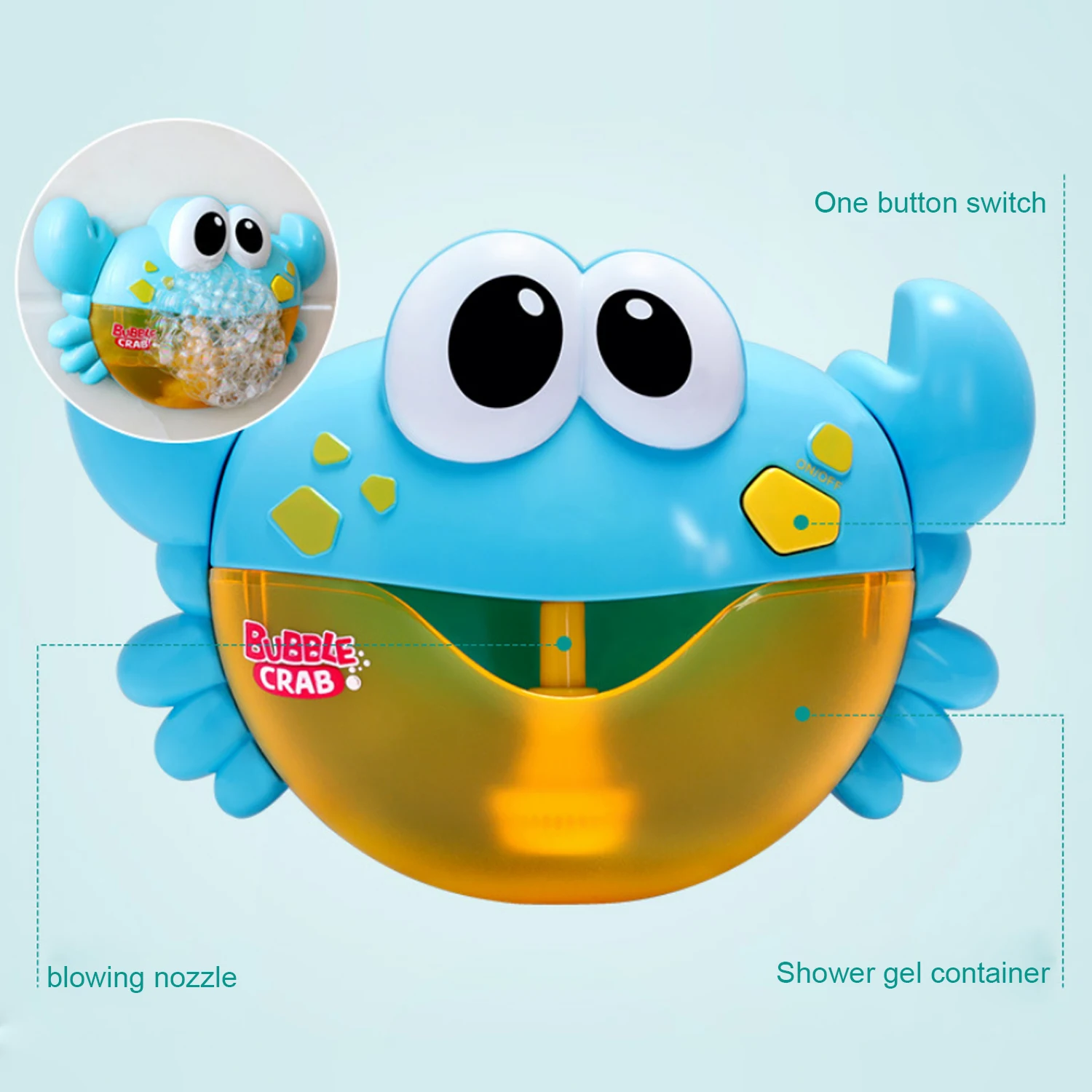 Besegad Милый Забавный форма краба музыка устройство для мыльных пузырей машина игрушка Воздуходувка с 12 песен для Для детей детские души