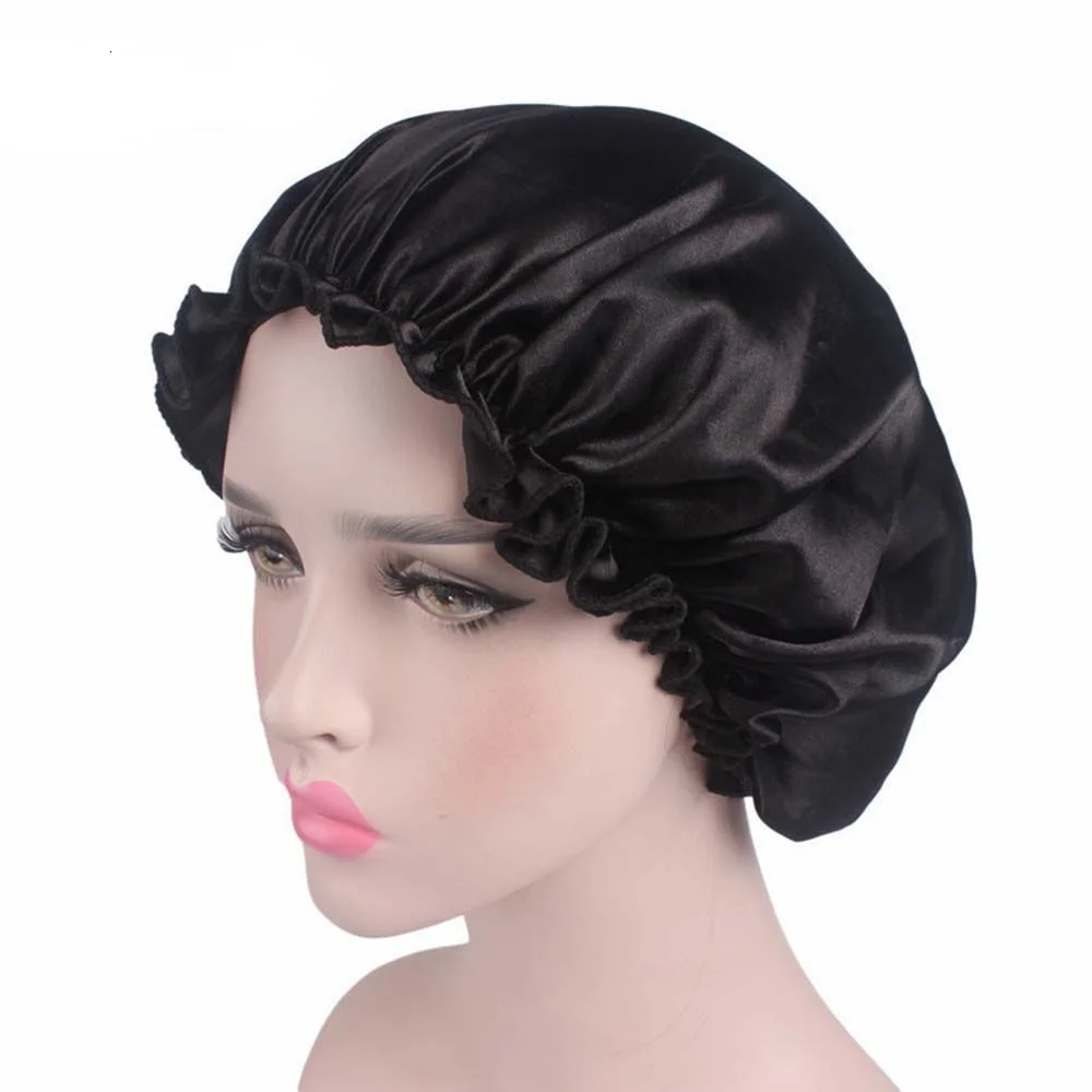 

1PCS Women Satin Caps Bonnet Hair Chemotherapy Lady Sleep Night Cap Head Turban Bathing Hair Care Casual Head Covers Solid Color