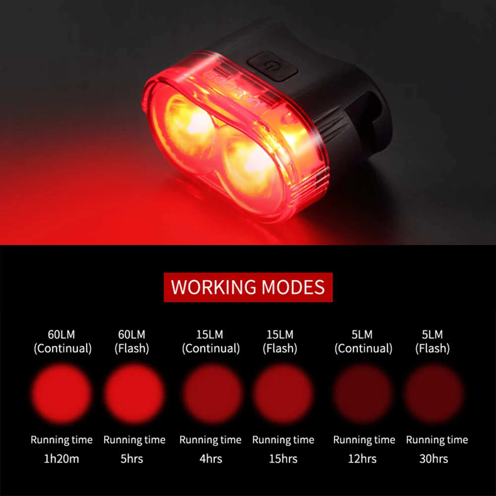 Sale GACIRON  Bike Light Sense Bike Tail Light Smart LED Warning Rechargeable Bike Taillight Seat Post Lamp Vibration Sense 60LM 11