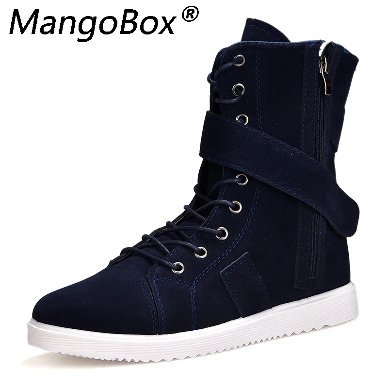 

2018 Spring/autumn Winter Fashion Martin Boots Male High-top Casual Canvas Motorcycle Boots Flats Lace Up Ankle Black Blue Khaki