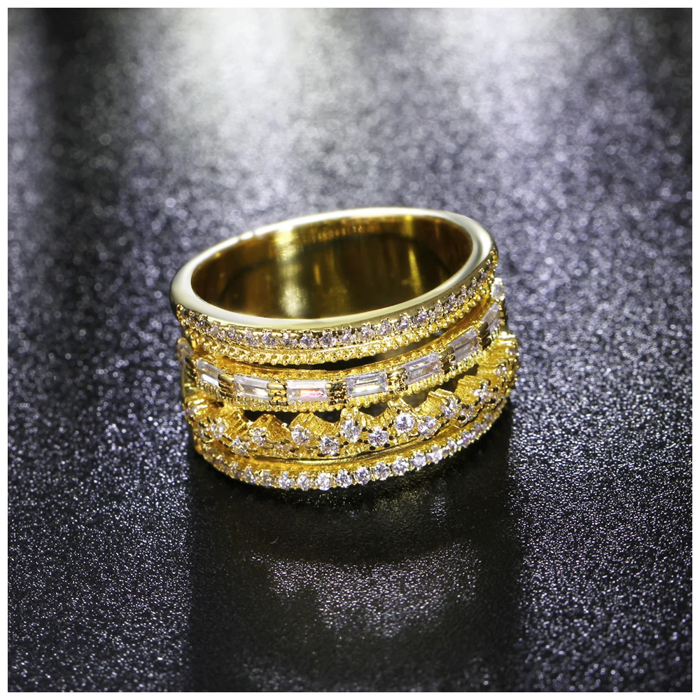 DreamCarnival 1989 Hollow Crown Ring for Women Marriage Parties Rhodium Gold Color 4 Roll CZ Alyans anillos mujer Eternal Lover