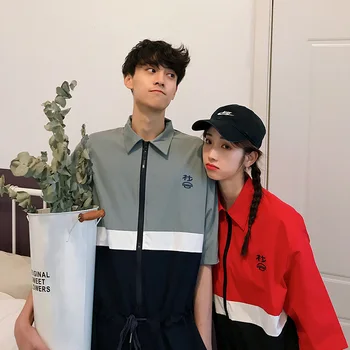 

Spring and Autumn Couple Tooling Jumpsuit Mens Tide Korean version of Trousers BF Loose Casual Wide Pants