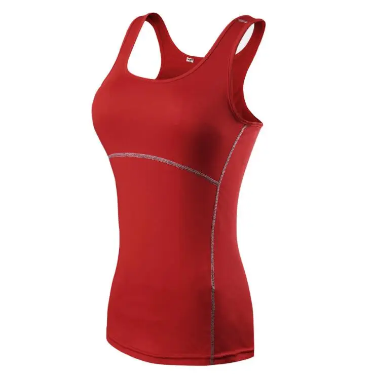 Для женщин спортивные Тэнк-топы жилет для йоги и бега рубашка Спортивная одежда для бега, Фитнес с отводом пота тренировочные Crossfit облегающая одежда для верхней части тела - Цвет: Красный