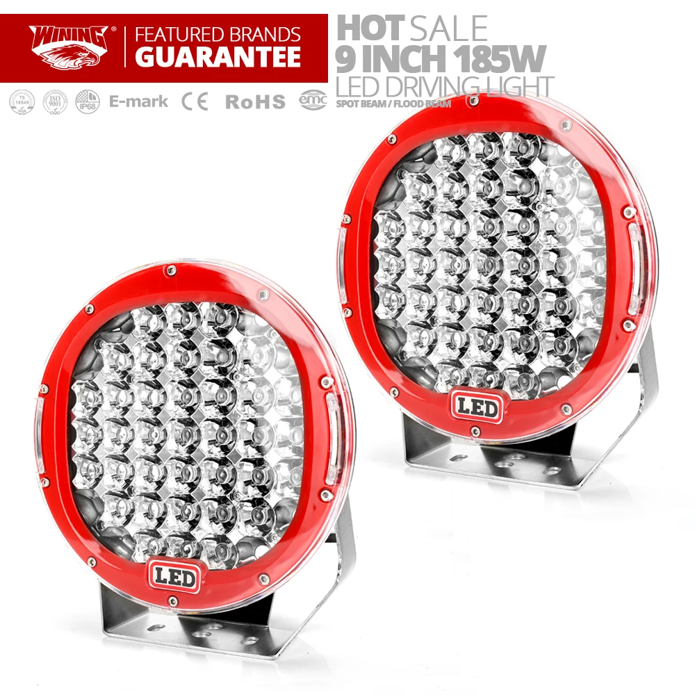 

Freeshipping X2pcs 185W Round 9" Led Work Light Fog Headlight 12V 24V Off road 4WD 4x4 Led Spotlight 185W Led Driving Lighting