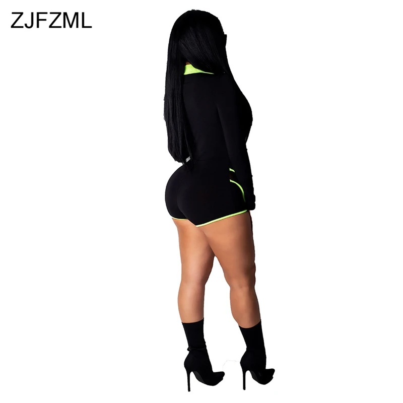 شبكة خليط مثير قصيرة Playsuit النساء الأخضر مخطط طويل كم Bodycon ارتداءها عارضة رفض طوق سستة يصل بذلة شبكة خليط مثير قصيرة Playsuit النساء الأخضر مخطط طويل كم Bodycon ارتداءها عارضة رفض طوق سستة يصل بذلة