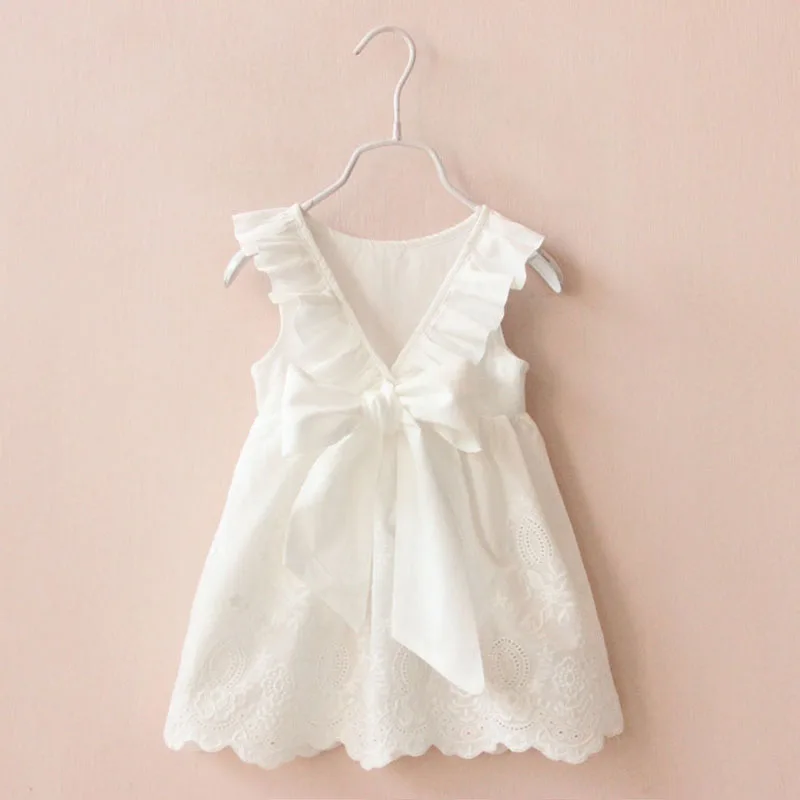 

Girls Summer Princess Bow Flower Dress Sleeveless children Kids Dresses Girls Dress
