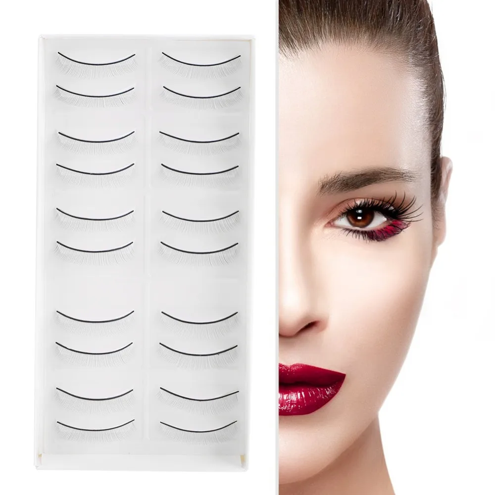

brand new 10pairs practice false eyelashes durable fake eyelash reusable eyelash extension training set with self-adhesive tape