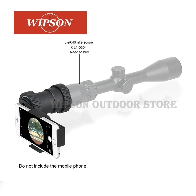 

WIPSON 40MM-43MM Adapter Monocular Alloy Cell Phone Black Rile Scope Telescope Mount For Camera With For All Phone Optics