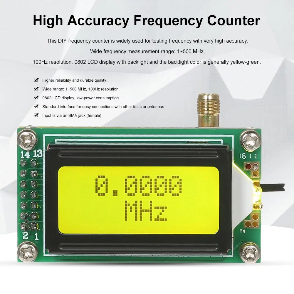 DIY Высокая точность чувствительность 1-500 МГц точный измеритель частоты с ЖК-дисплеем модуль Герц тестер RF счетчик частоты