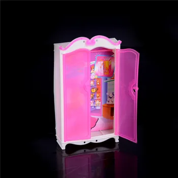 

2018 New mini Princess Bedroom Furniture Closet Wardrobe For Doll Pink Wardrobe Closet For Doll Girls Toy