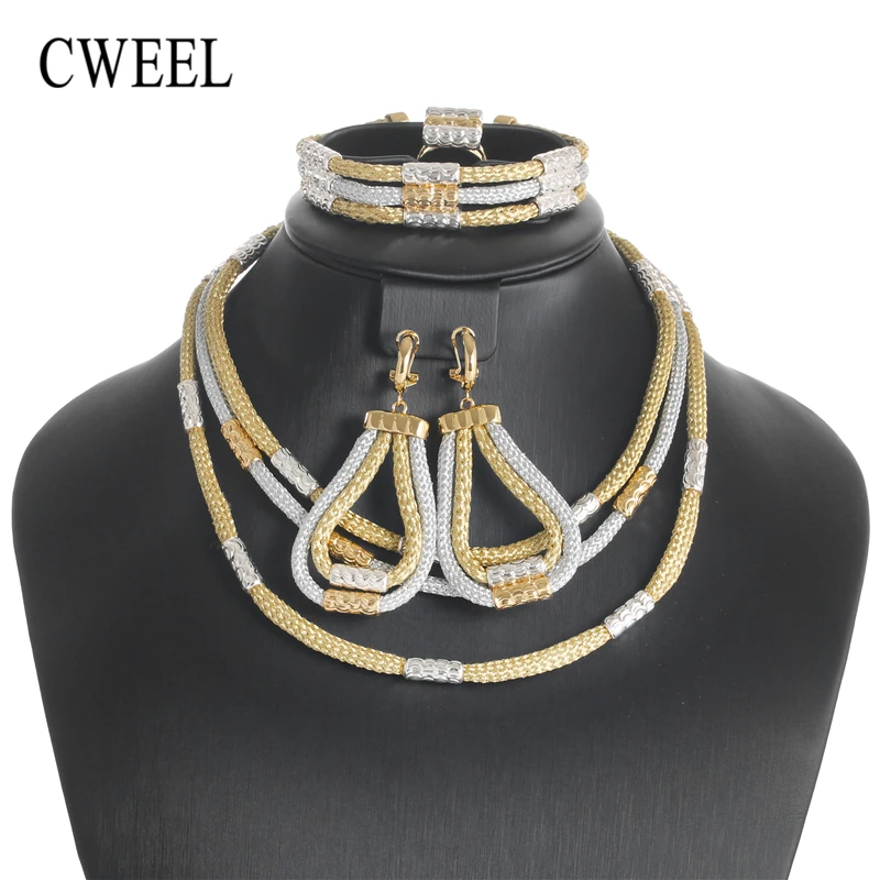 CWEEL Jewelry Sets Fashion African Beads Jewelry Set For Women Wedding Turkish Ethiopia Dubai Indian Necklace Bridal Jewelry Set CWEEL Jewelry Sets Fashion African Beads Jewelry Set For Women Wedding Turkish Ethiopia Dubai Indian Necklace Bridal Jewelry Set