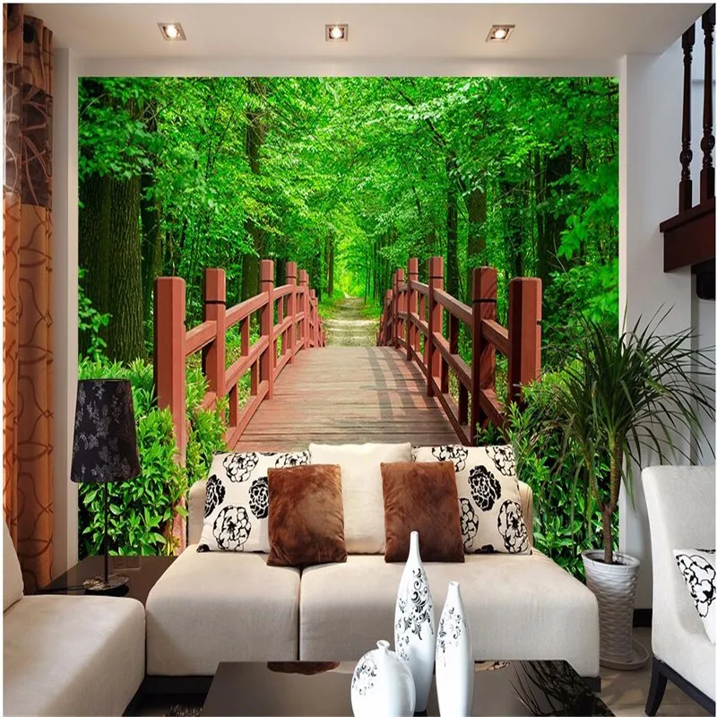 modern-painting-for-living-room-background-photography-HD-Forest-trees-wooden-Nature-art-hotel-badroom-wall (3)