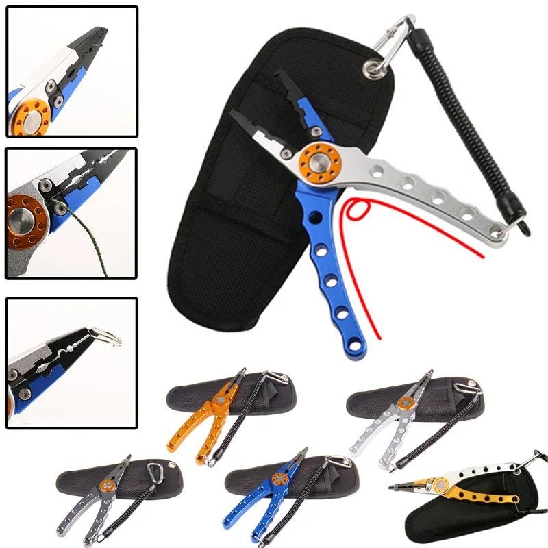 

Aviation Aluminum Fishing Pliers Split Ring Cutters Fishing Hooks Remover Fishing Clamp Tackle with Oxford Sheath KH889