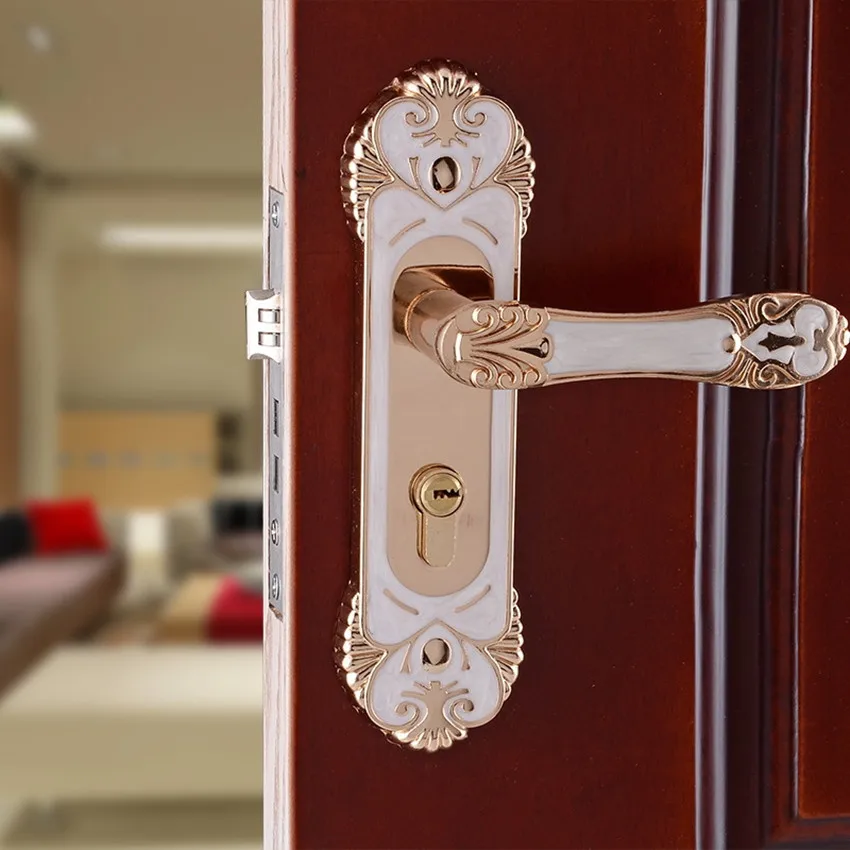 European simple fashion ivory white bedroom bookroom door locks amber