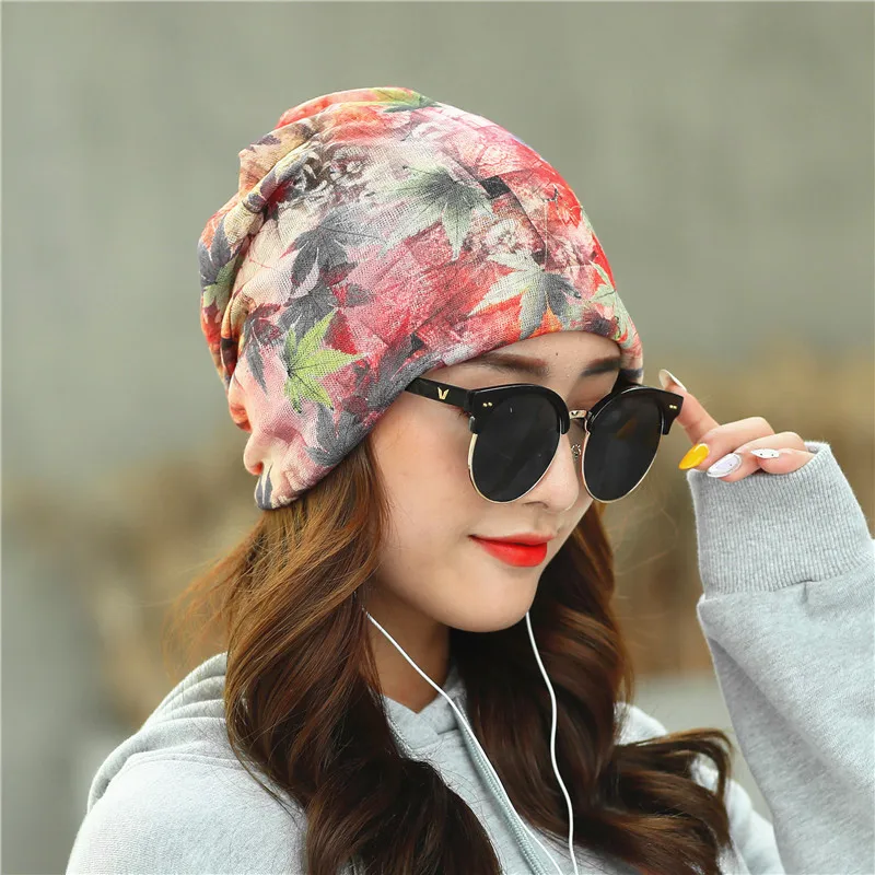 COKK Women Hat Flower Beanie Summer Autumn Thin Beanies Hats For Women Ladies Headgear Turban Hat Female Bonnet Ear Hat Fashion