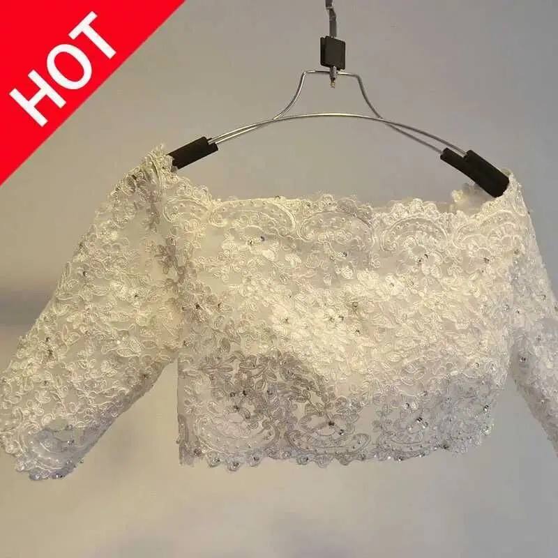 

Romantic Tulle Bolero Wedding Half Sleeve Lace Off Shoulder Wedding Jackets Buttons Wraps Bolero Bridal Accessories Sequins