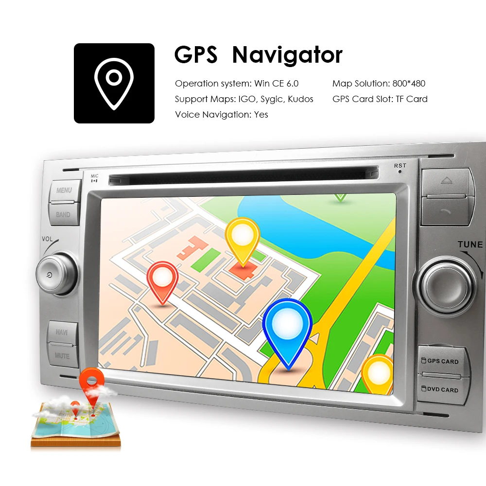 Perfect Free Camera +8G Map card Car DVD MP5 Player For Ford Focus/Mondeo/Transit/C-MAX/Fiest GPS DVR DAB+  RDS 1080P USB Cam in SWC 6
