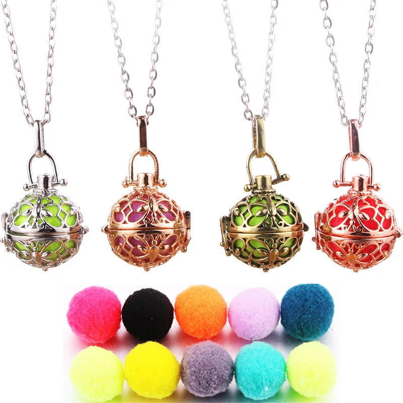 

New Butterfly Aroma Diffuser Necklace Open Fashion Locket Pendant Hollow Creative Perfume Essential Oil Cage Diffuser Jewelry