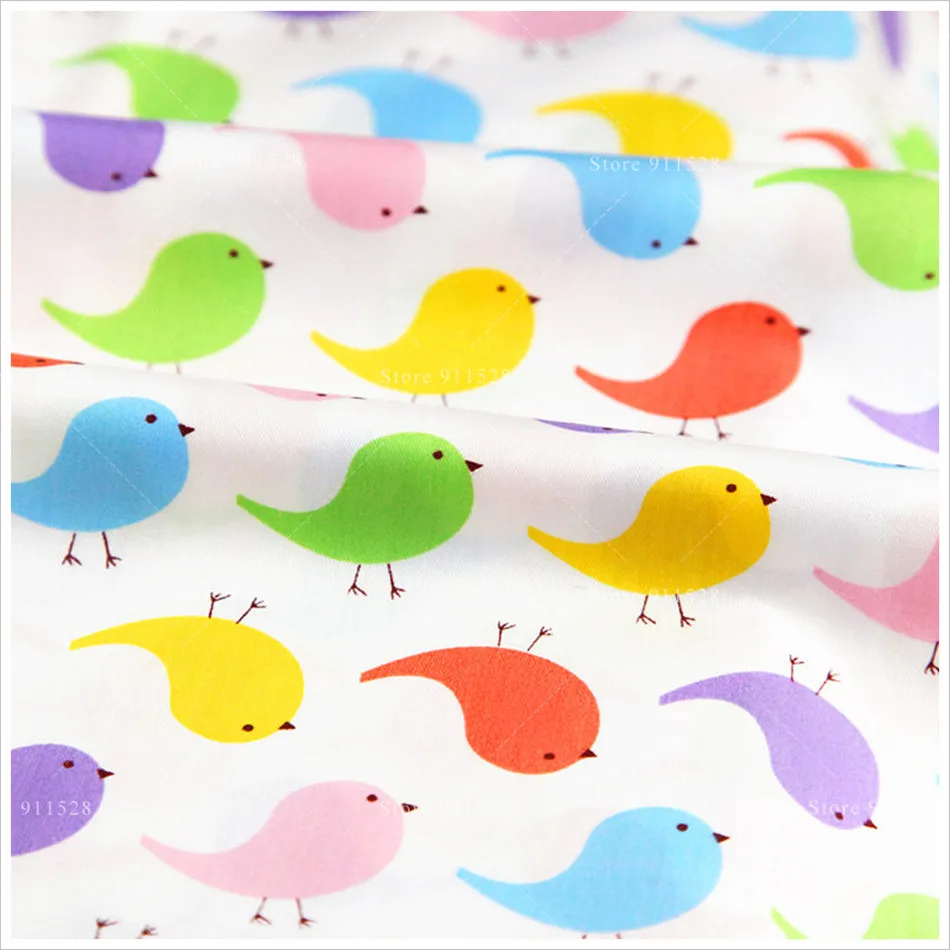 Полметра 160*50 см хлопковые цветные детские носки с принтом с птицами для маленьких девочек ткань "тильда" ткани лоскутное шитье ремесло ткани