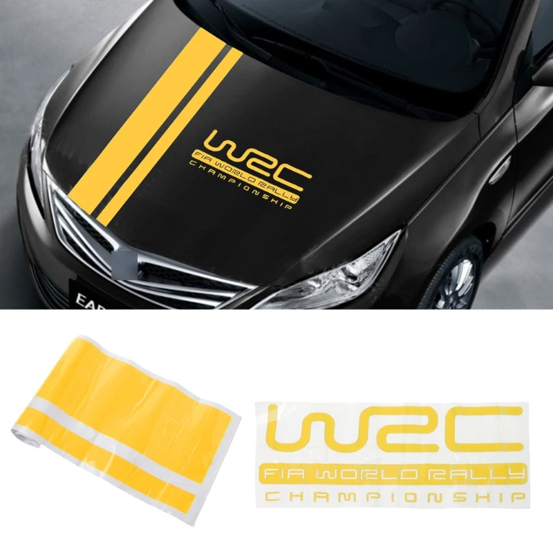 Mayitr 1pc 110*15cm W-RC Stripe Racing Sports Sticker 4 Colors Graphic Car Hood Cover Vinyl Decal for Car Exterior Parts