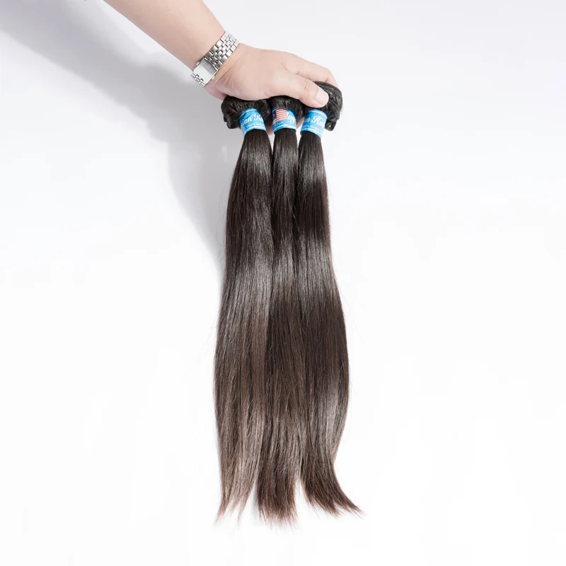 MFH 3 Связки 100% Необработанные малазийские прямые волосы с 4x4 швейцарское кружево Закрытие все сделано из натурального цвета девственные
