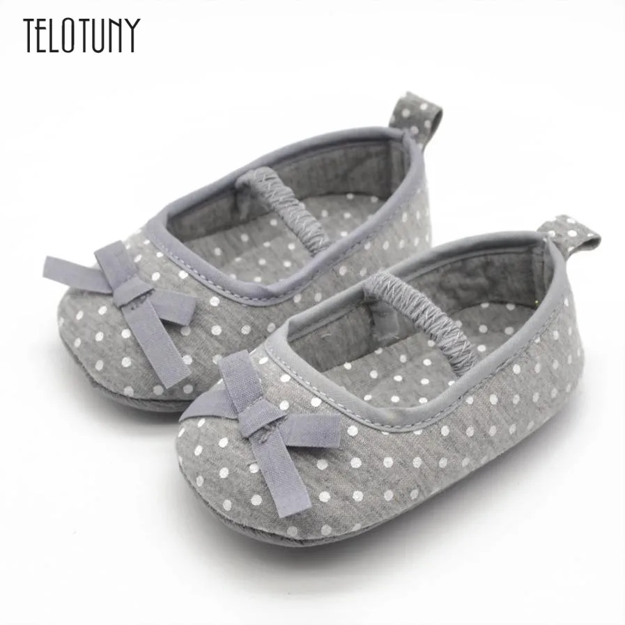 

TELOTUNY Infant Girls Dot Bowknot Soft Bottom Prewalker warm Soft cotton Flocking comfortable Anti-slip Crib Shoes S3FEB22