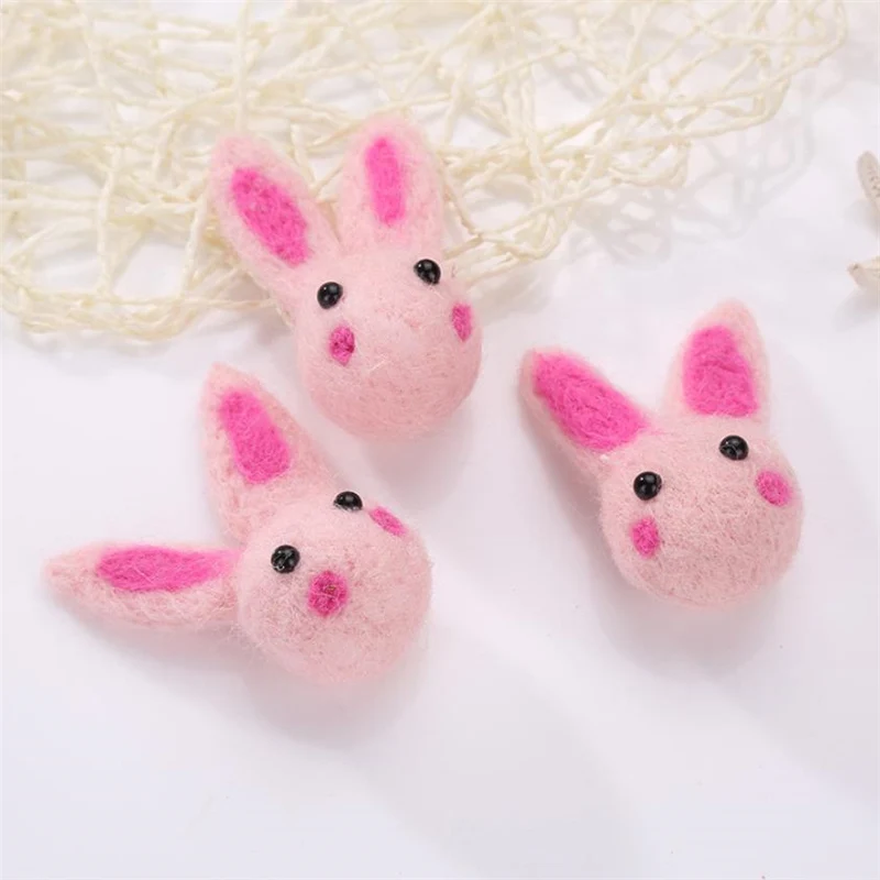 DoreenBeads 1 PC Handmade Wool Felt Products Lovely Rabbit for Hair Accessories Keychain Brooch