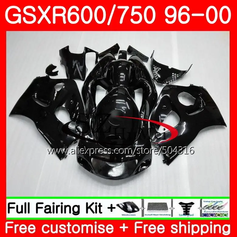 Глянцевый черный корпус для SUZUKI GSX-R600 GSXR 600 750 SRAD 27SH2 GSXR750 96 97 98 99 00 GSXR600 1996 1997 1998 1999 2000 обтекатели