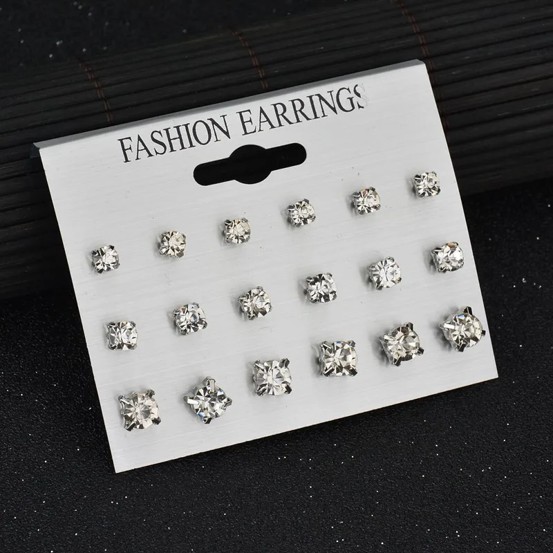 Delicate 12 pairs Women Round Crystal Heart Stud Earrings for Women Piercing Imitation Pearl Earrings Set Wedding Party Delicate 12 pairs Women Round Crystal Heart Stud Earrings for Women Piercing Imitation Pearl Earrings Set Wedding Party