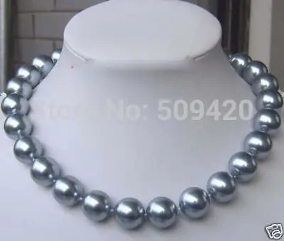 

Free Shipping Wholesale>10MM Silver Gray SEA SHELL PEARL NECKLACE 17.5