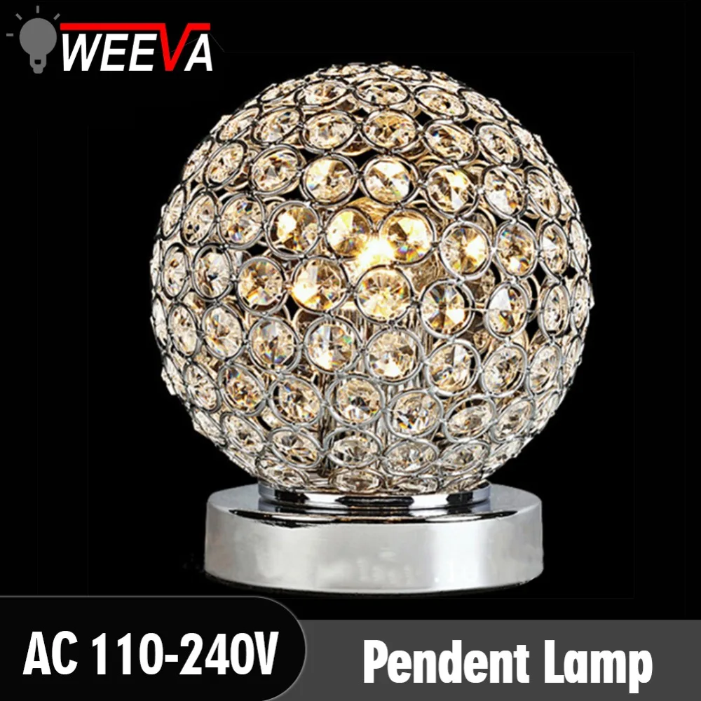 

WEEVA LED Bulb Modern Desktop Decoration Crystal Table Lamp E14 Lamp Holder 110-240V Parlor Bed Room Bedside Cabinet Lights