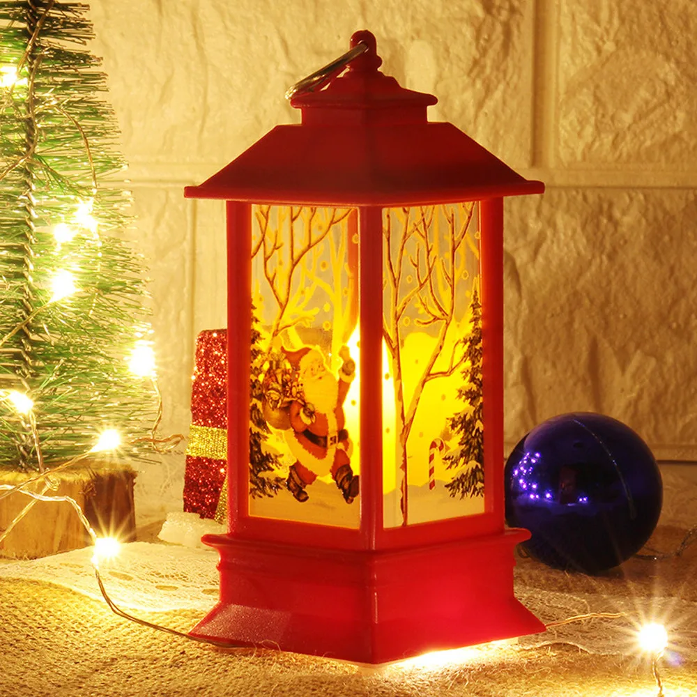 Светодиодная Рождественская свеча с держателем, светодиодный светильник для чая, свечи, клетки, рисунок Санта Клаус, подсвечник, Рождественское украшение для дома# T