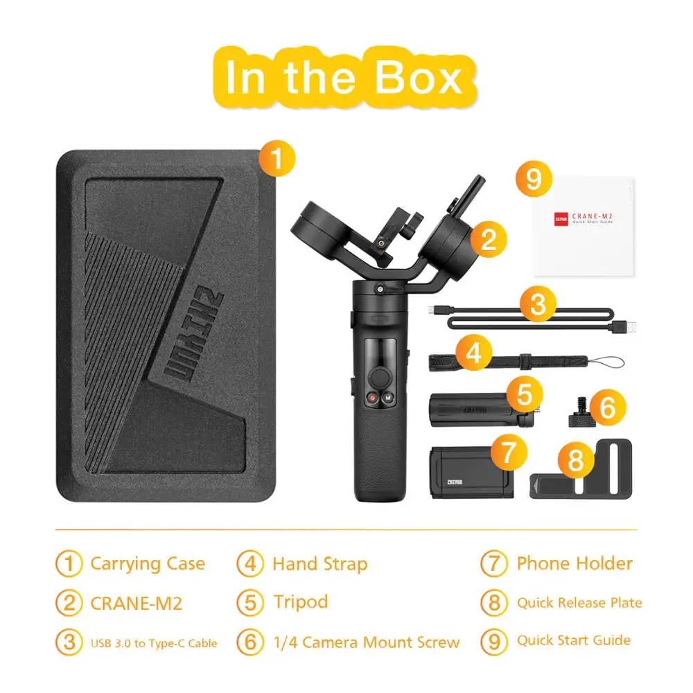 Zhiyun Crane M2 3 осевой Карманный Стабилизатор Для беззеркальных камер смартфонов Gopro