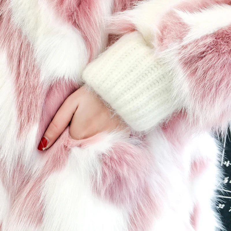 long Fourrure Femmes Fausse Renard short green Chaud Extra 2018 short Hiver Longue Rose Pink Manteaux Moelleux De green long Veste Blanc Épaissir Pardessus Manteau Chaude pink wX407IxX