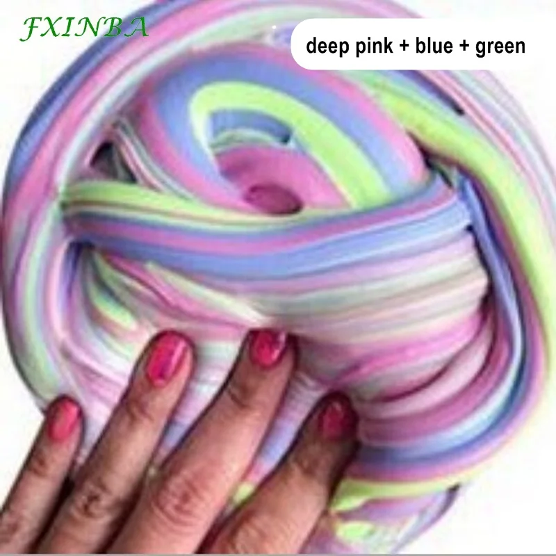 FXINBA 60 мл/коробка слизи пушистые игрушки мягкая полимерная глина Lizun поставки слаймов DIY талисманы фимо фрукты кусочки пластилина антистресс - Цвет: 20 pink blue green