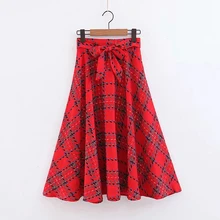 Большие размеры XXL женские красные клетчатые юбки летние пляжные женские шикарные Плиссированные Миди юбки белые Бохо девочки пояса с высокой талией юбка