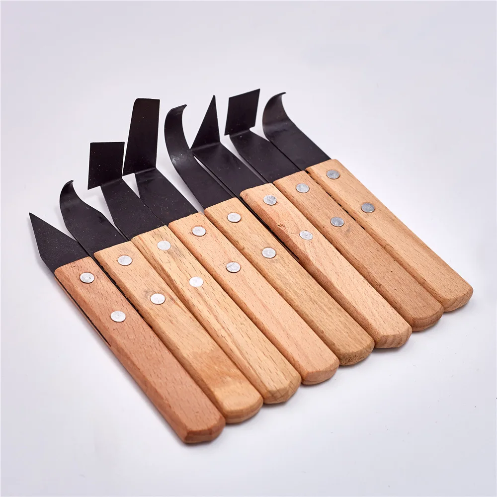 8Pcs Pottery Ceramic Mud trimming tools Wooden Handle Carving Clay