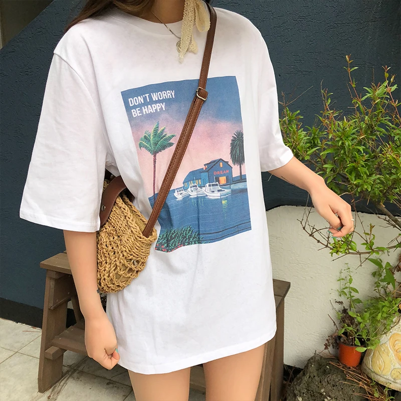 الصيف عارضة فضفاض المحملة قميص فام الشارع الشهير قمم 2019 الكورية المتناثرة خمر المطبوعة قصير كم T قميص المرأة 4303 50 الصيف عارضة فضفاض المحملة قميص فام الشارع الشهير قمم 2019 الكورية المتناثرة خمر المطبوعة قصير كم T قميص المرأة 4303 50