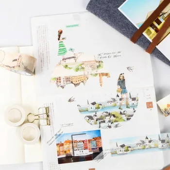 

1pcs Japanese seamless handwriting torn city series Washi tape we always hand travel