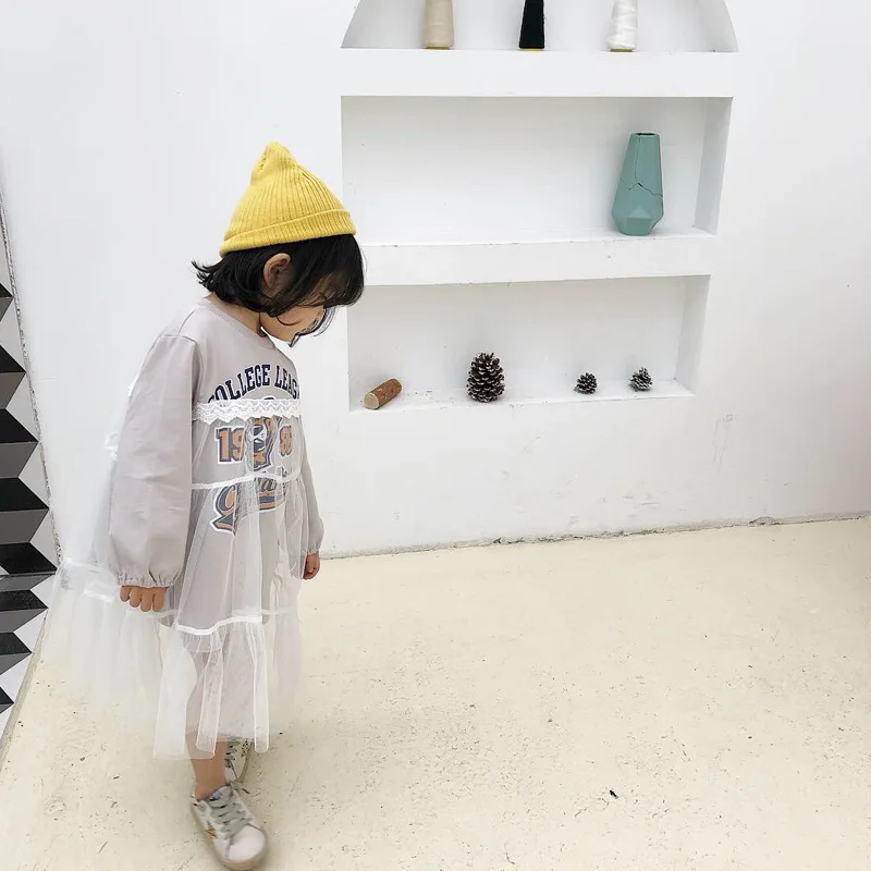 

2019 Spring New 100% Cotton Long Sleeved GirlDress Cartoon Print Stitching Dresses for Cute Baby Toddler Kids Spring Clothes